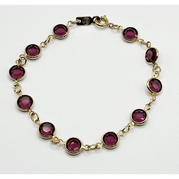 Amazing Swarosvki Swan Crystal Authentic Purple Bezel Set Bracelet 7 Inches - Picture 1 of 3